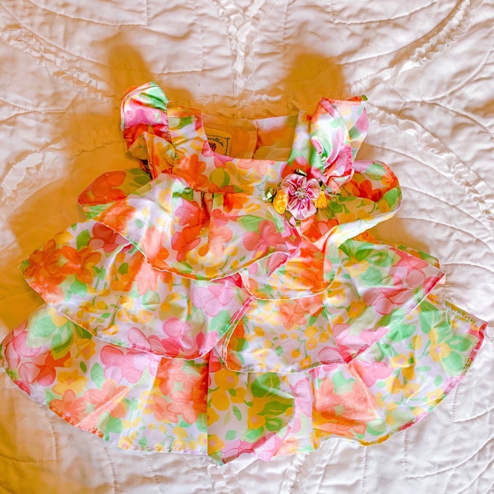 Baby Floral Pink & Green Dress 🌸